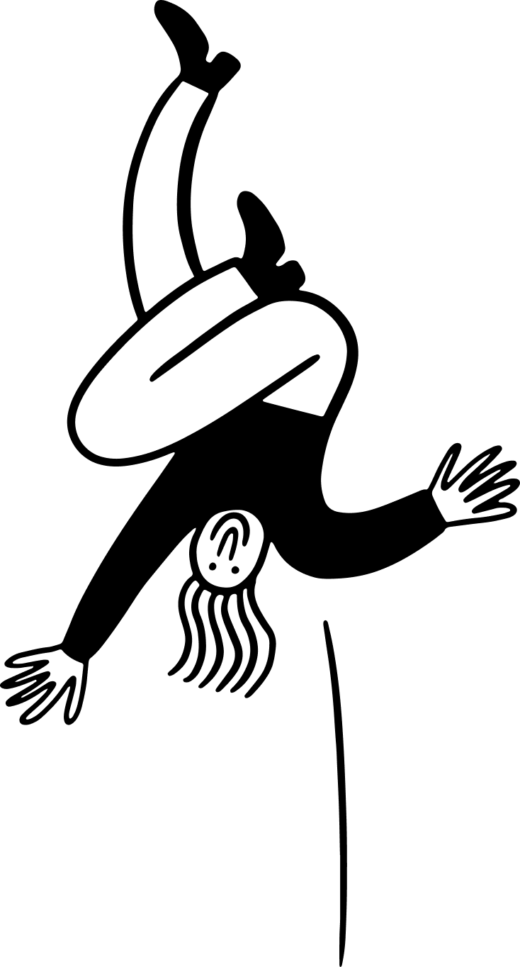 Illustration: Frau auf dem Kopf