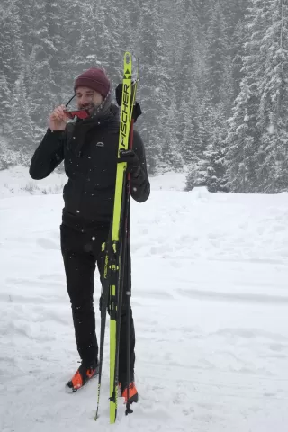 Rico am start vor dem Langlaufen gehen, Davos